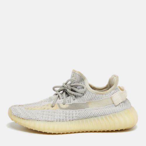 Yeezy x Adidas White/Grey Knit Fabric Boost 350 V2 Static Reflective Sneakers Size 38 2/3 - Yeezy x Adidas - Modalova