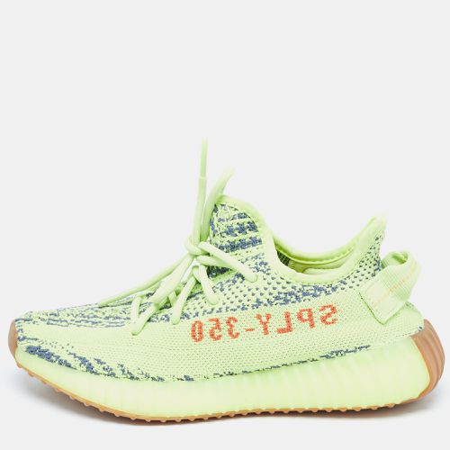 Yeezy x Adidas Green Knit Fabric Boost 350 V2 Frozen Yellow Sneakers Size 36 - Yeezy x Adidas - Modalova