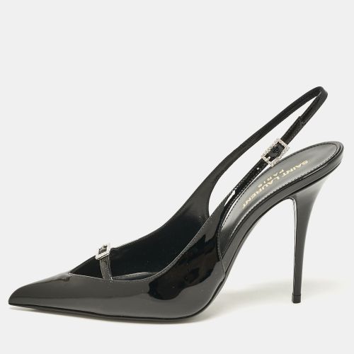 Saint Laurent Black Patent Leather Luna 105 Slingback Pumps Size 38.5 - Yves Saint Laurent - Modalova