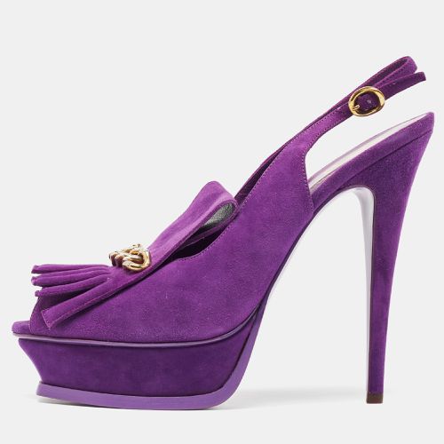 Yves Saint Laurent Purple Suede Slingback Platform Sandals Size 41 - Yves Saint Laurent - Modalova