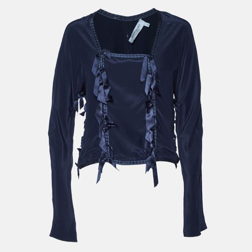 Yves Saint Laurent Vintage Navy Blue Ribbon Detail Blouse L - Yves Saint Laurent - Modalova