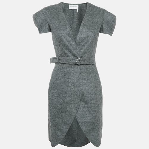 Yves Saint Laurent Grey Wool Belted Mini Dress S - Yves Saint Laurent - Modalova