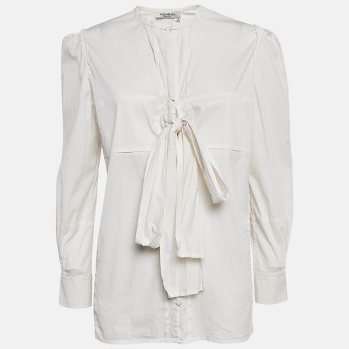 Yves Saint Laurent Paris Off-White Cotton Stretch Tie-Up Blouse L - Yves Saint Laurent - Modalova