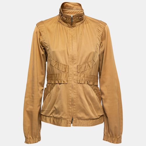 Yves Saint Laurent Tan Brown Cotton Ruffled Zip-Up Jacket L - Yves Saint Laurent - Modalova