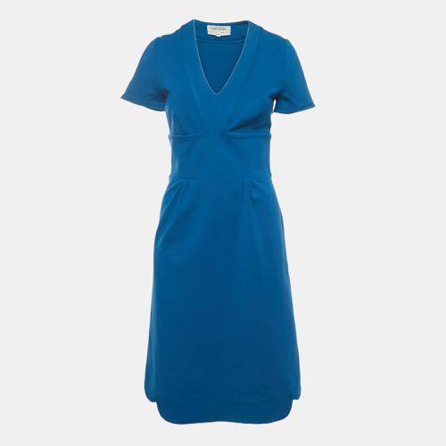 Yves Saint Laurent Blue Wool V-Neck Short Dress M - Yves Saint Laurent - Modalova