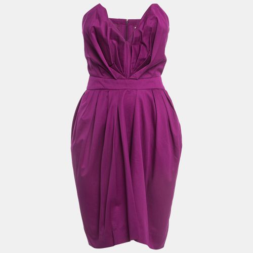 Yves Laurent Paris Purple Cotton Strapless Pleated Mini Dress S - Yves Saint Laurent - Modalova