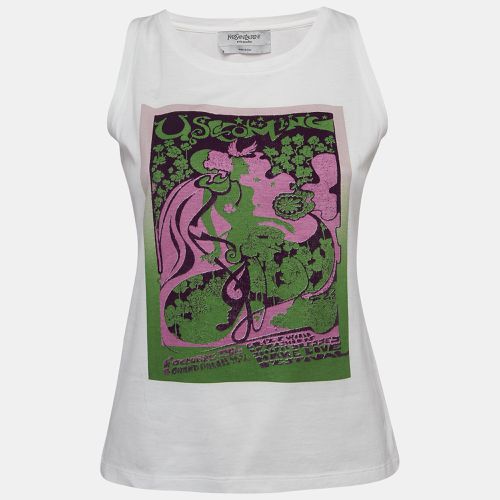 Yves Saint Laurent Vintage White Print Cotton Tank Top M - Yves Saint Laurent - Modalova