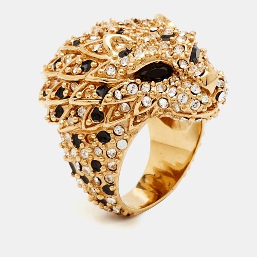 Yves Saint Laurent Hedi Crystals Enamel Gold Tone Cocktail Ring Size 53 - Yves Saint Laurent - Modalova