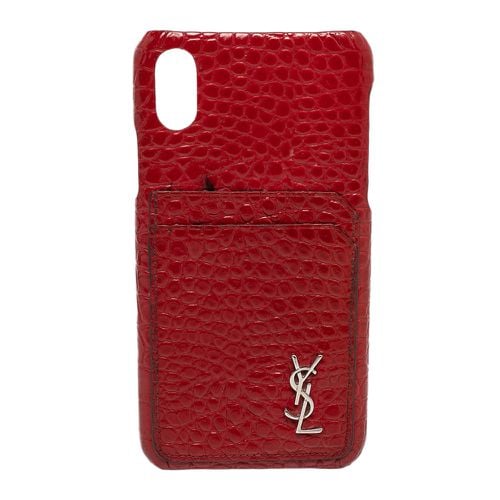 Saint Laurent Paris Red Croc Embossed Leather iPhone XS Max Case - Yves Saint Laurent - Modalova