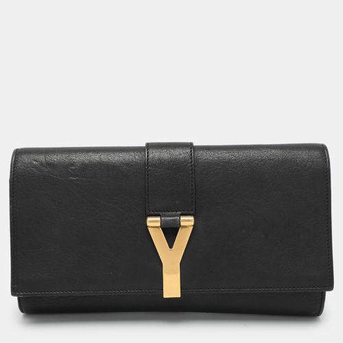 Yves Saint Laurent Black Leather Y Line Clutch - Yves Saint Laurent - Modalova