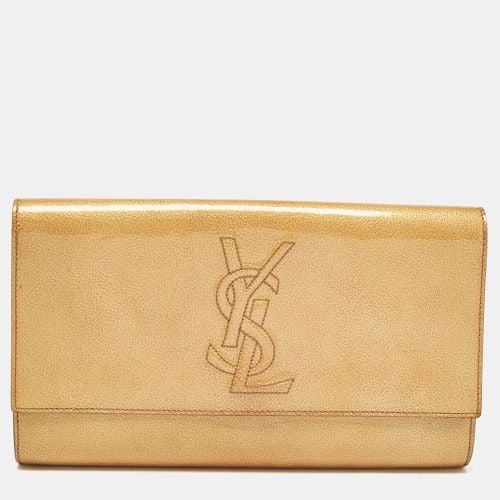 Yves Saint Laurent Gold Patent Leather Belle De Jour Clutch - Yves Saint Laurent - Modalova