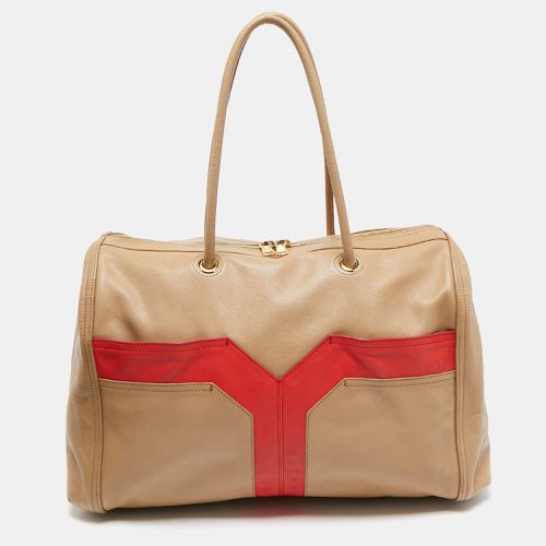 Yves Saint Laurent Beige/Red Leather Lucky Chyc Bowler Bag - Yves Saint Laurent - Modalova