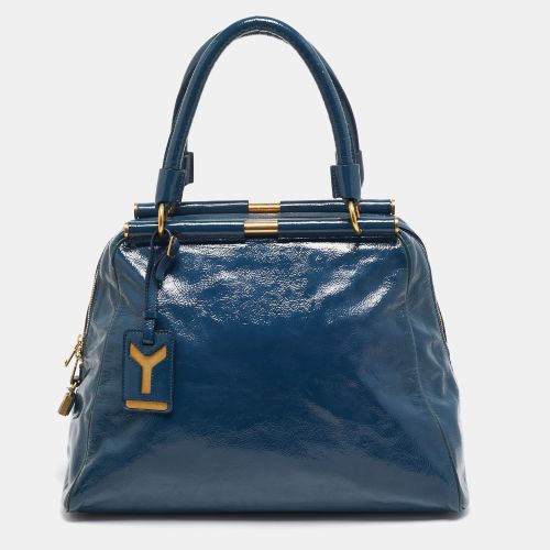 Yves Saint Laurent Teal Blue Patent Leather Medium Majorelle Satchel - Yves Saint Laurent - Modalova