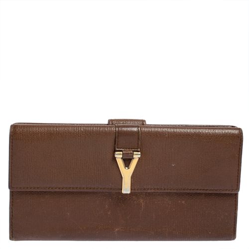 Leather Y Ligne Flap Continental Wallet - Yves Saint Laurent - Modalova