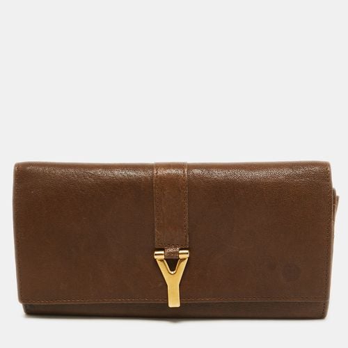 Yves Saint Laurent Brown Leather Y Line Flap Continental Wallet - Yves Saint Laurent - Modalova