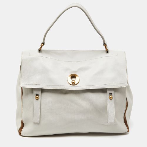 Yves Saint Laurent White/Brown Leather and Suede Large Muse Two Top Handle Bag - Yves Saint Laurent - Modalova