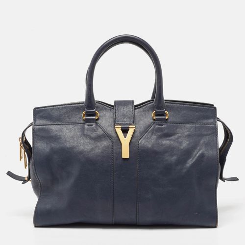 Yves Saint Laurent Navy Blue Leather Medium Cabas Chyc Tote - Yves Saint Laurent - Modalova