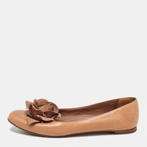 Yves Saint Laurent Brown Leather Rose Applique Ballet Flats Size 38.5 - Yves Saint Laurent - Modalova