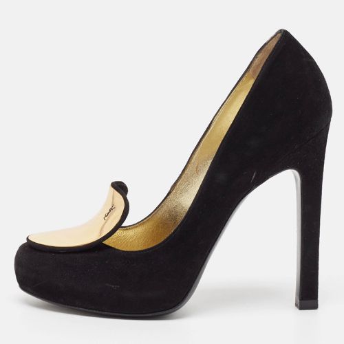 Yves Saint Laurent Black Suede Round Toe Pumps Size 37 - Yves Saint Laurent - Modalova