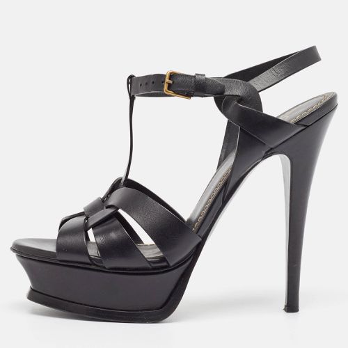 Yves Saint Laurent Black Leather Tribute Ankle Strap Sandals Size 37 - Yves Saint Laurent - Modalova