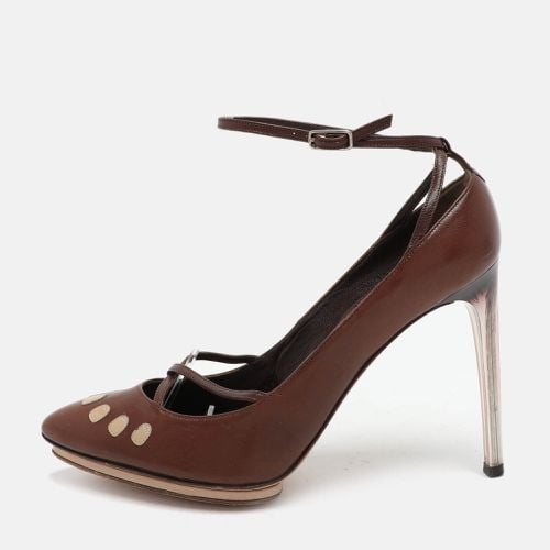 Yves Saint Laurent Brown Leather Ankle Strap Pumps Size 37.5 - Yves Saint Laurent - Modalova