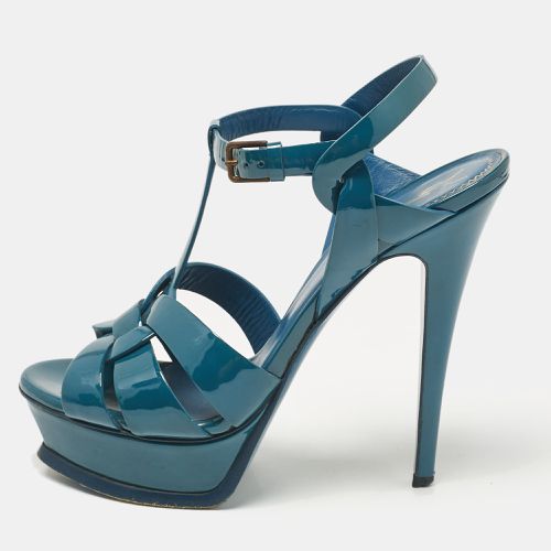 Yves Saint Laurent Teal Patent Leather Tribute Sandals Size 37.5 - Yves Saint Laurent - Modalova