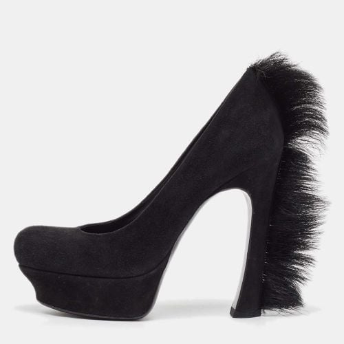 Yves Saint Laurent Black Suede and Fur Palais Mohawk Pumps 37.5 - Yves Saint Laurent - Modalova