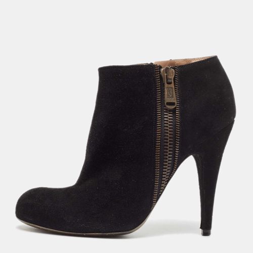 Yves Saint Laurent Black Suede Zip Up Ankle Length Boots Size 39 - Yves Saint Laurent - Modalova