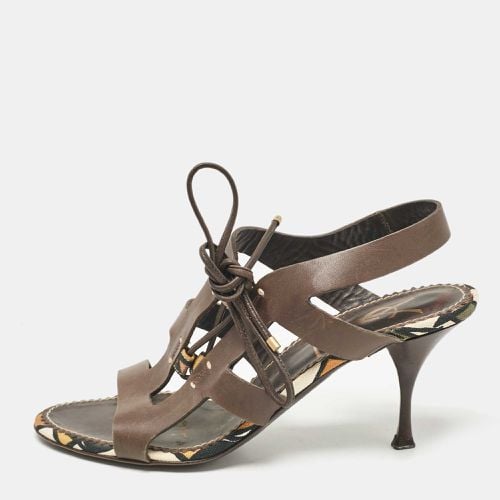 Yves Saint Laurent Brown Leather Lace Up Sandals Size 38.5 - Yves Saint Laurent - Modalova