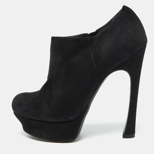 Yves Saint Laurent Black Suede Zip Platform Booties Size 39.5 - Yves Saint Laurent - Modalova