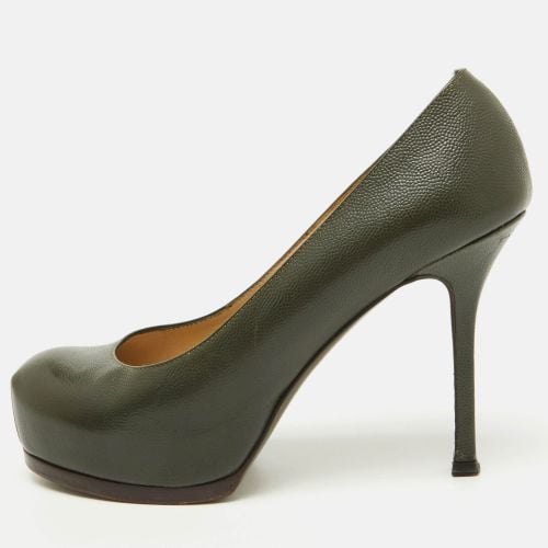 Yves Saint Laurent Olive Green Leather Tribtoo Platform Pumps Size 36.5 - Yves Saint Laurent - Modalova