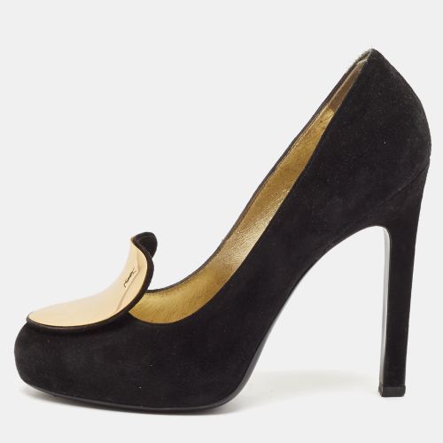 Yves Saint Laurent Black Suede Round Toe Pumps Size 39 - Yves Saint Laurent - Modalova