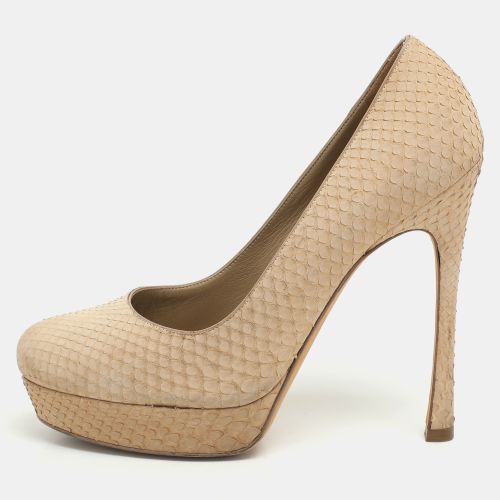 Size 38 Python Leather Platform Pumps - Yves Saint Laurent - Modalova