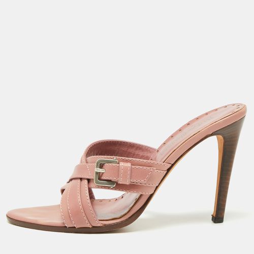 Yves Saint Laurent Pink Leather Cross Strap Buckle Sandals Size 39 - Yves Saint Laurent - Modalova