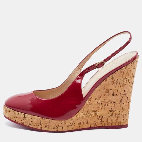 Yves Saint Laurent Red Patent Leather Cork Platform Wedge Slingback Pumps Size 38 - Yves Saint Laurent - Modalova