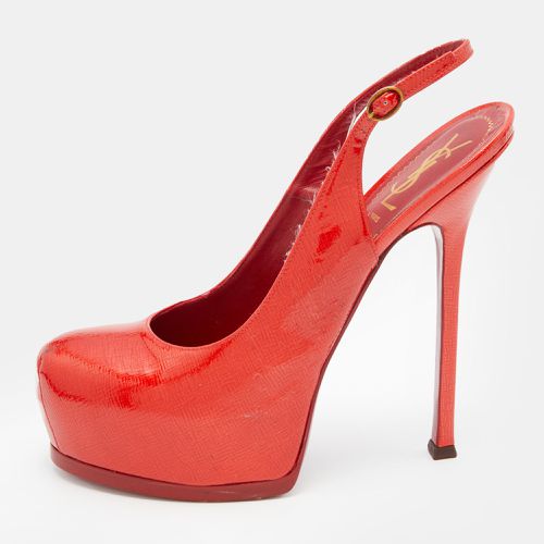 Yves Saint Laurent Orange Patent Leather Tribtoo Platform Slingback Pumps Size 40 - Yves Saint Laurent - Modalova