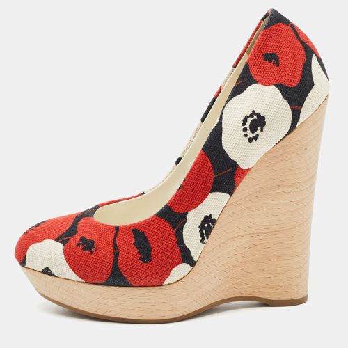 Yves Saint Laurent Tricolor Floral Print Canvas Wedge Pumps Size 36 - Yves Saint Laurent - Modalova