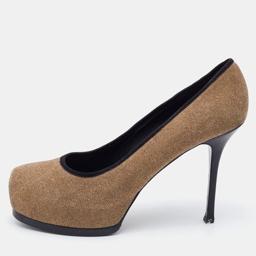 Yves Saint Laurent Brown/Black Suede Tribtoo Platform Pumps Size 41 - Yves Saint Laurent - Modalova