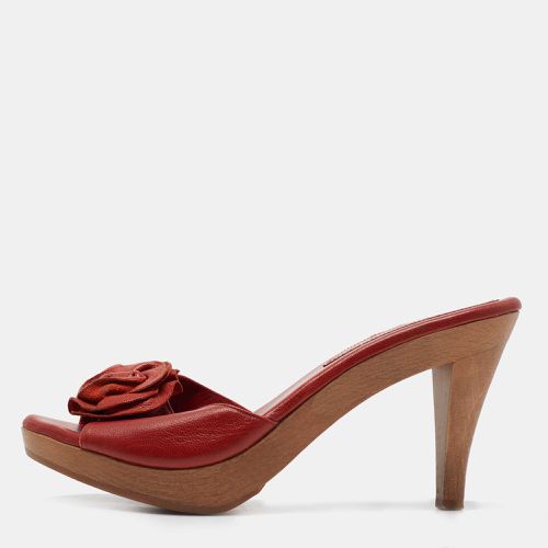 Yves Saint Laurent Dark Orange Leather Flower Applique Clogs Size 39 - Yves Saint Laurent - Modalova