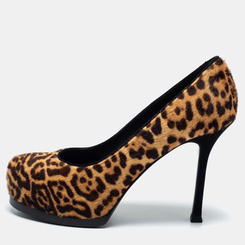 Yves Saint Laurent Beige/Brown Leopard Print Calf Hair Tribtoo Pumps Size 35 - Yves Saint Laurent - Modalova