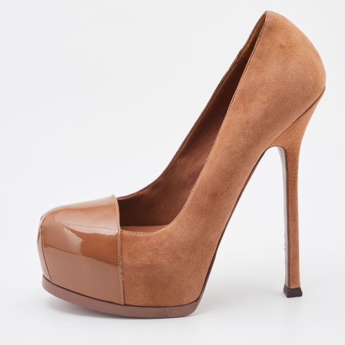 Suede And Patent Leather Cap Toe Tribtoo Platform Pumps Size 39.5 - Yves Saint Laurent - Modalova