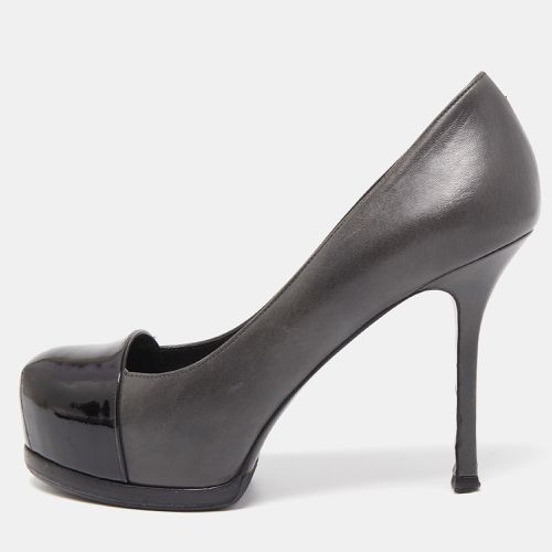 Yves Saint Laurent Grey/Black Leather and Patent Tribtoo Pumps Size 36 - Yves Saint Laurent - Modalova