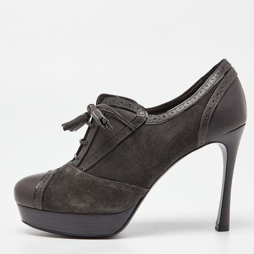 Yves Saint Laurent Grey Suede and Leather Janis Booties Size 38.5 - Yves Saint Laurent - Modalova