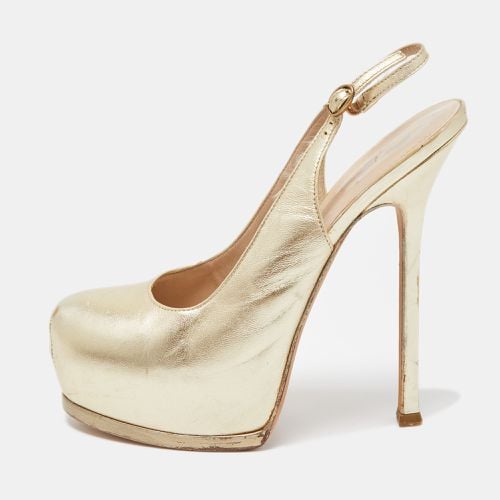 Yves Saint Laurent Gold Leather Tribtoo Slingback Pumps Size 38 - Yves Saint Laurent - Modalova