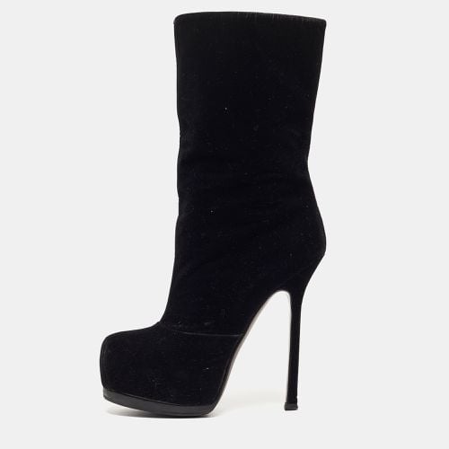 Yves Saint Laurent Black Velvet Ankle Boots Size 36 - Yves Saint Laurent - Modalova