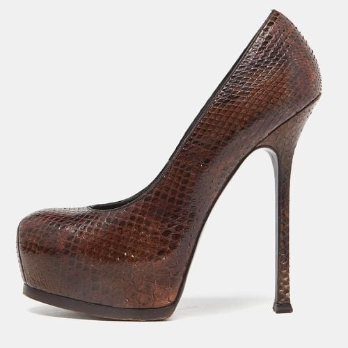 Yves Saint Laurent Brown Python Cap Toe Tribtoo Platform Pumps Size 39 - Yves Saint Laurent - Modalova