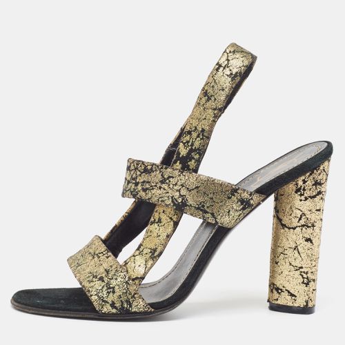 Yves Saint Laurent Gold/Black Suede Slingback Sandals Size 40 - Yves Saint Laurent - Modalova