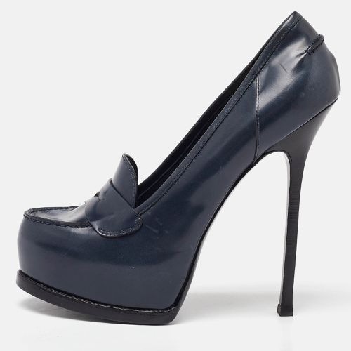 Yves Saint Laurent Blue Leather Tribtoo Penny Loafer Platform Pumps Size 41 - Yves Saint Laurent - Modalova