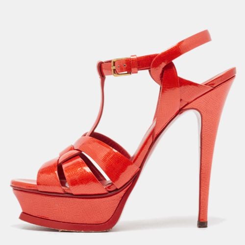 Yves Saint Laurent Red Patent Leather Tribute Sandals Size 37.5 - Yves Saint Laurent - Modalova