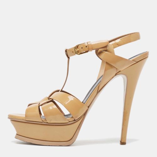 Yves Saint Laurent Beige Patent Leather Tribute Platform Sandals Size 37.5 - Yves Saint Laurent - Modalova